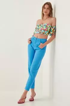 Джинсы - Синий - Мом Happiness stanbul, синий