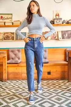 Джинсы - Синий - Мом Olalook, синий