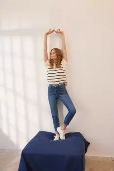 Джинсы - Синий - Мом Trendyol, синий