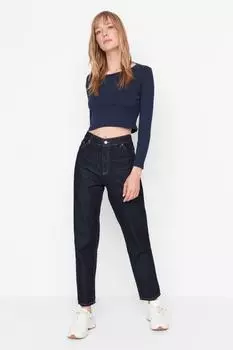 Джинсы - Синий - Мом Trendyol, синий