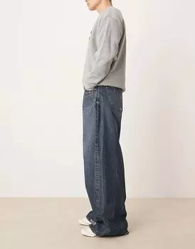 Джинсы Skate Fit темно-синего цвета с разрывами ASOS DESIGN