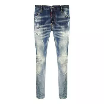 Джинсы Skater Jean с эффектом потертостей и брызг краски Dsquared2, синий