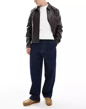 Джинсы-скейтер с эффектом промывки синего цвета Pull&Bear