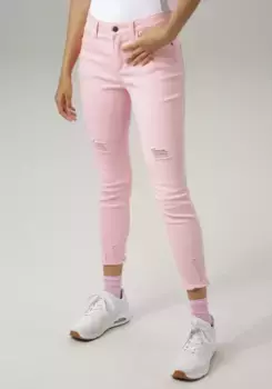 Джинсы скинни Aniston CASUAL с эффектом потертости, розовый