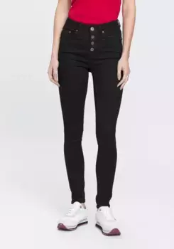 Джинсы скинни Arizona "Ultra Stretch", высокая талия и планка на пуговицах во всю длину, черный