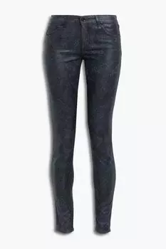 Джинсы скинни Cate со змеиным принтом и высокой посадкой RAG & BONE, черный