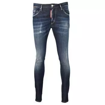 Джинсы скинни Dan Jean Paint Splash с большой этикеткой Dsquared2, синий