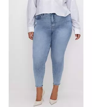 Джинсы скинни длиной до щиколотки в американском стиле больших размеров с хорошей талией и высокой посадкой Good American, синий