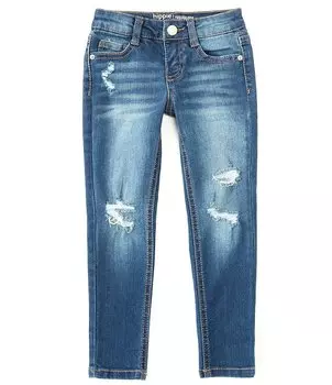 Джинсы скинни для девочек-хиппи для маленьких девочек 4–6X с деталями разрушения Hippie Girl, синий