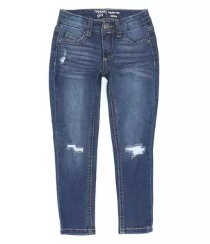 Джинсы скинни для девочек-хиппи для маленьких девочек 4–6X с деталями разрушения Hippie Girl, синий