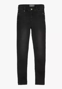 Джинсы скинни для девочек с высокой посадкой Blue Effect, черные, мягкое б/у