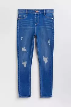 Джинсы скинни для девочек со слезами River Island, синий