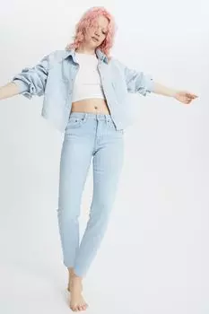 Джинсы скинни до щиколотки стандартного кроя в стиле 90-х H&amp;M, бледно-голубой деним