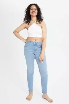 Джинсы скинни до щиколотки стандартного кроя в стиле 90-х H&amp;M, светло-голубой деним