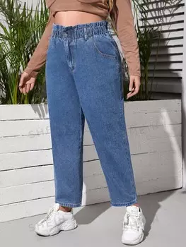 Джинсы скинни Essnce Plus с эластичным поясом Shein, синий