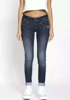 Джинсы скинни GANG "94NENA", модной потертости, цвет Dark Indigo Used