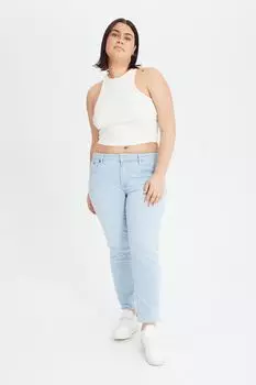 Джинсы-скинни H&M+ в стиле 90-х, стандартные до щиколотки, бледно-голубой деним