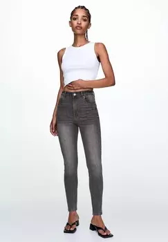 Джинсы скинни HIGH WAIST PULL&BEAR, серый деним