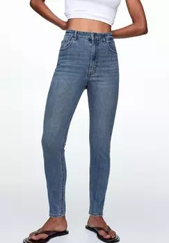 Джинсы скинни HIGH WAIST PULL&BEAR, синий деним