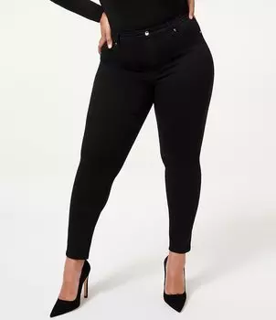 Джинсы скинни из эластичного денима Good American Plus Size Good Legs с высокой талией, черный