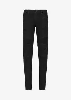 Джинсы скинни J27 из эластичного хлопкового денима в стиле байкер Armani Exchange, черный