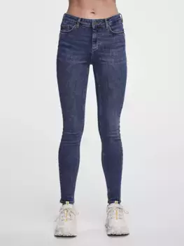 Джинсы скинни кусочками "PCDELLY SKN MW MB184 NOOS BC" Pieces, синий