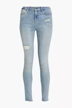 Джинсы скинни Le High Skinny с потертостями и высокой посадкой FRAME, синий