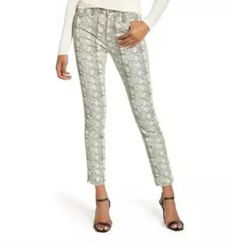 Джинсы-скинни Mari Snake Print High-Wist Skinny Jeans In White Multi AG Jeans