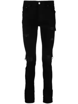 Джинсы скинни MX1 с эффектом потертости AMIRI, черный