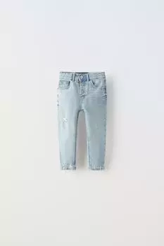 Джинсы скинни на пуговицах ZARA, светло-синий