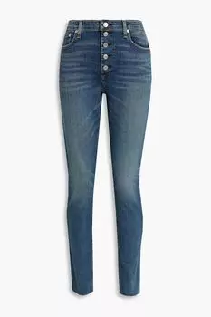 Джинсы скинни Nina с потертостями и высокой посадкой RAG & BONE, синий