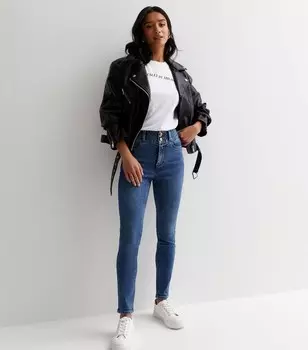 Джинсы скинни Petite Blue Lift & Shape с высокой талией Yazmin New Look, синий