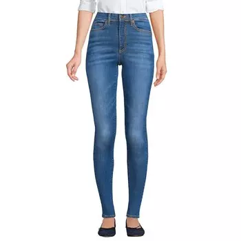 Джинсы скинни Petite Lands' End из адаптивной лайкры с высокой посадкой, цвет Indigo Tide Blue