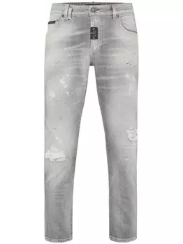 Джинсы скинни Philipp Plein с логотипом, серый