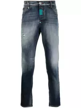 Джинсы скинни с эффектом потертости Philipp Plein, синий