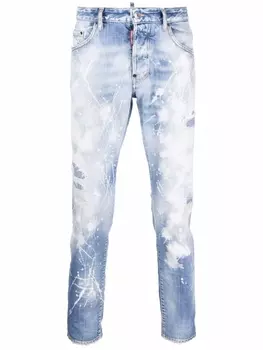 Джинсы скинни с эффектом разбрызганной краски Dsquared2, синий