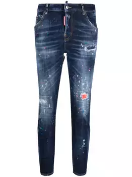 Джинсы скинни с эффектом разбрызганной краски DSQUARED2, синий