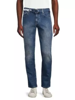 Джинсы скинни с логотипом и поясом Off-White, индиго