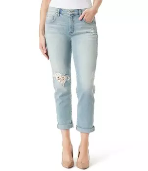 Джинсы скинни с напуском и вставкой крючком Jessica Simpson Mika с высокой посадкой и вставками, синий