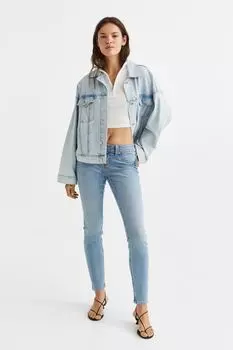 Джинсы скинни с низким вырезом H&M, светло-голубой деним