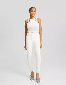 Джинсы скинни с очень высокой талией Bershka, белый