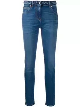 Джинсы скинни с плетеным поясом VALENTINO GARAVANI, синий