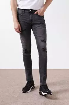 Джинсы скинни с рваной базой River Island, черный