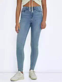 Джинсы скинни с шумным эффектом "NMCALLIE HW SKINNY JEANS VI059LB NOOS" Noisy May, голубой