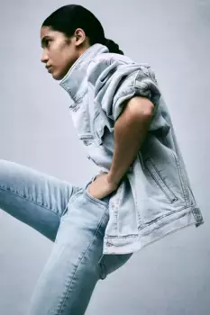 Джинсы скинни с ультравысокой лодыжкой true to you H&M, синий