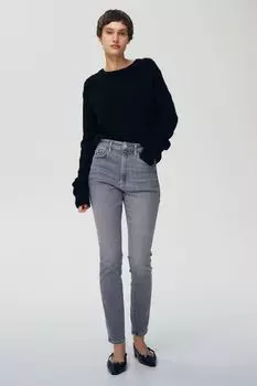 Джинсы скинни с ультравысокой лодыжкой True to you H&M, серый