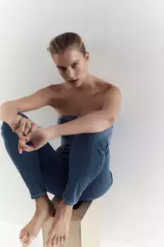 Джинсы скинни с ультравысокой лодыжкой true to you H&M, синий