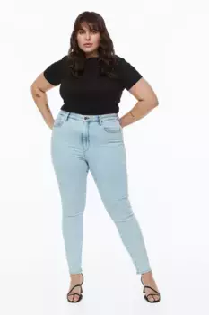 Джинсы скинни с ультравысокой лодыжкой true to you H&M, синий