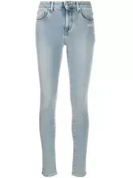 Джинсы скинни с вышивкой OFF-WHITE, синий