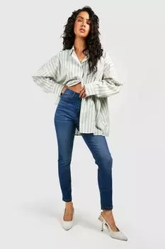 Джинсы скинни с высокой посадкой Boohoo, индиго